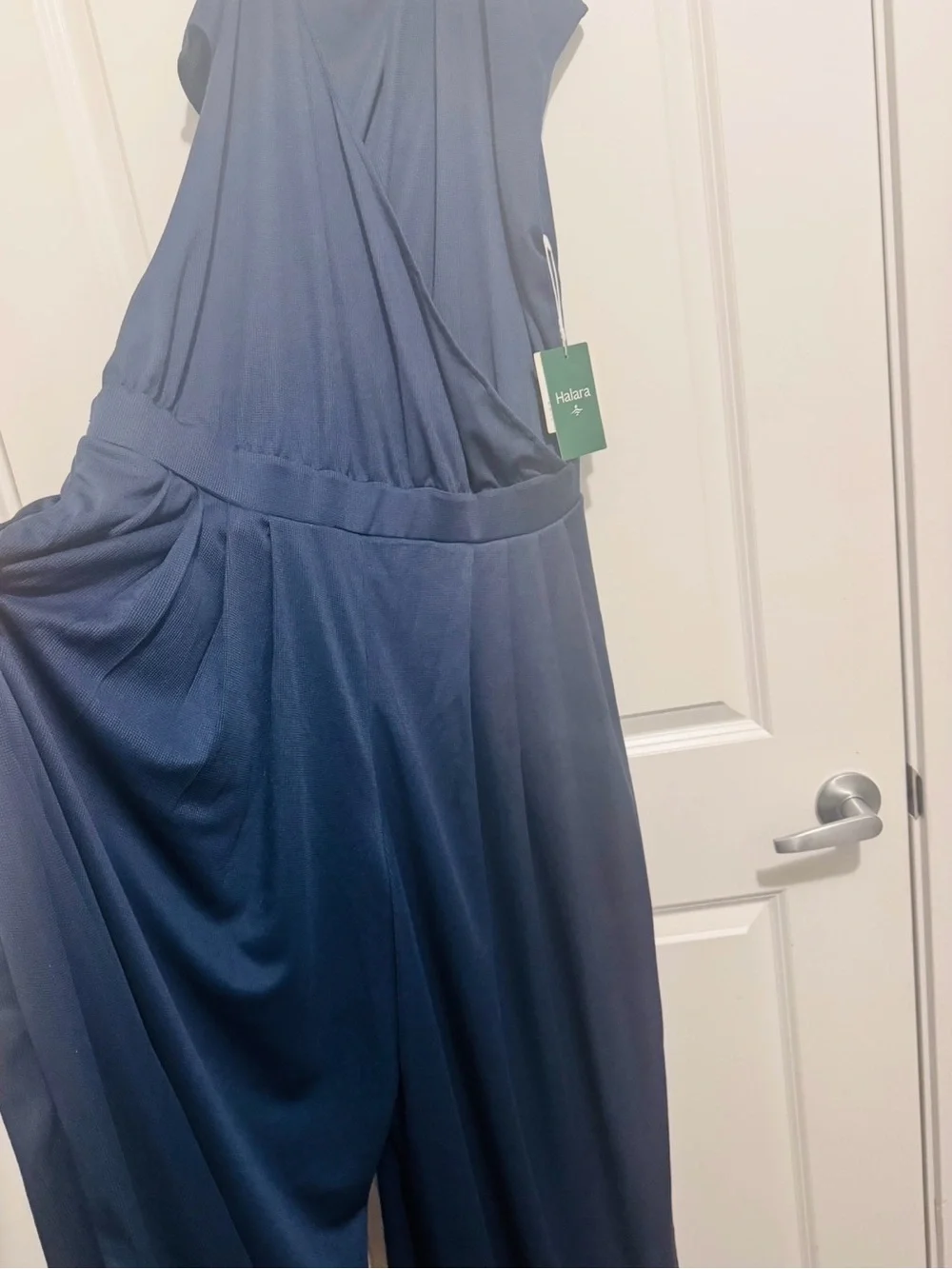 HALARA Navy Wrap-Style Wide-Leg Jumpsuit NEW WITH TAG - Picture 4 of 8